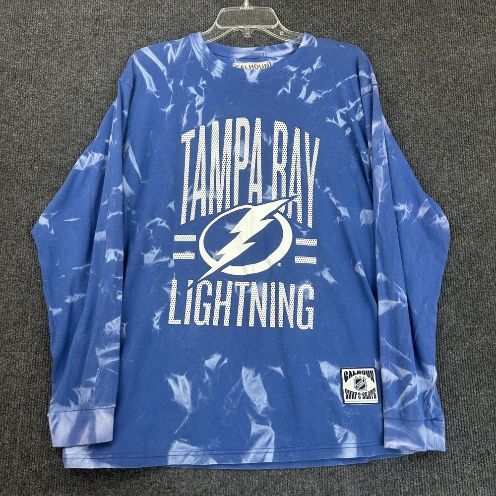 CALHOUN Surf & Skate Tampa Bay Lightning Long Sleeve Tie Dye Shirt Sz Large